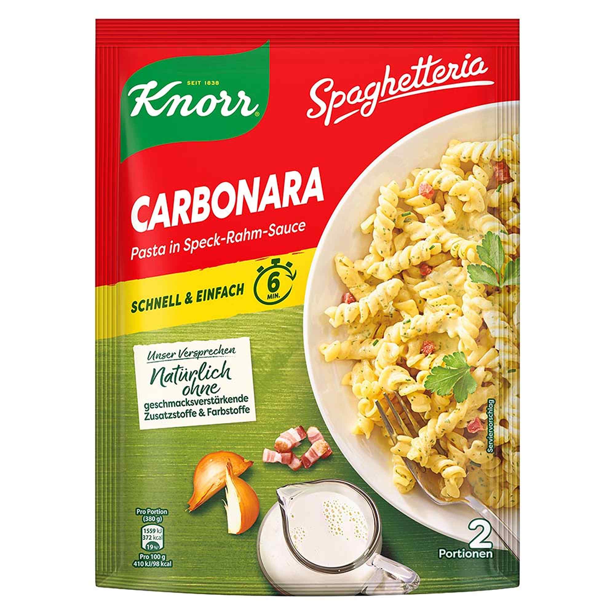 Buy Knorr Spaghetteria Carbonara pasta ready meal 190g bag online